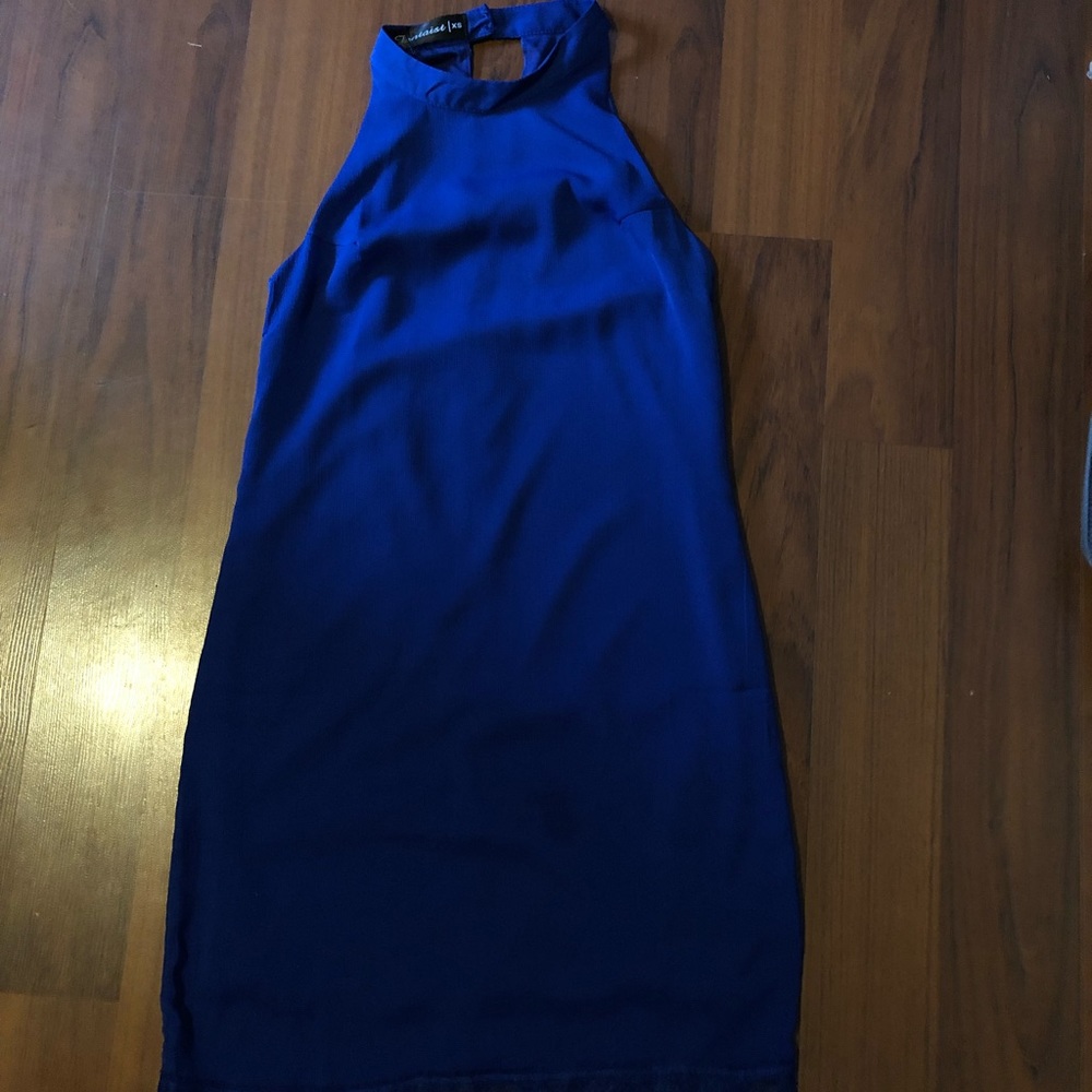 Royal blue semi-formal mini dress